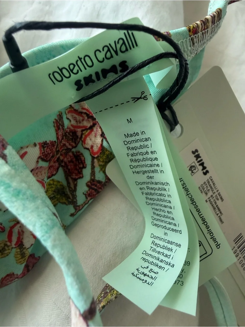 SKIMS Roberto Cavalli Mint Green Printed Swim Top - Picture 5 of 6
